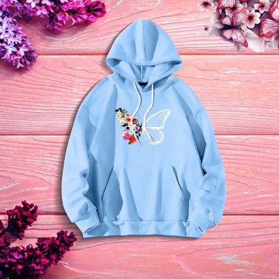 Premium Comfortable (Butterflies & Flowers) Ladies winter hoodie